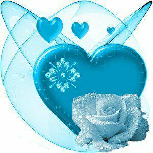 coeur et rose bleue