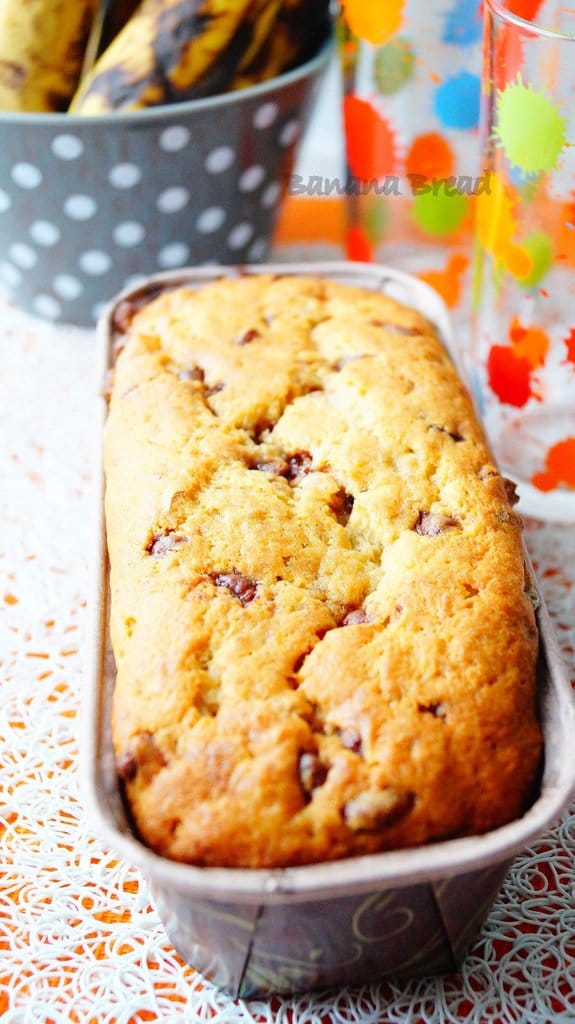 Banana bread, cake aux bananes et pépites de chocolat