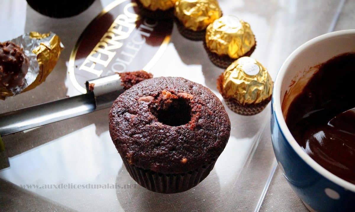 Cupcakes au chocolat & au Ferrero rocher