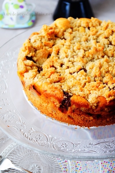 Gâteau crumble aux poires & au chocolat