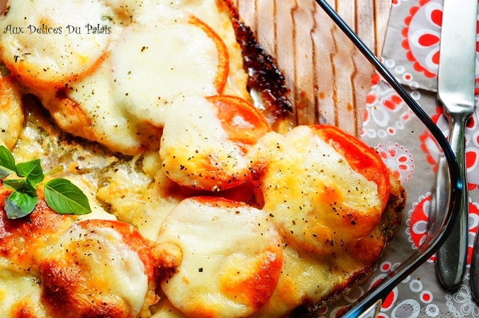 Escalope de poulet tomate mozzarella au four
