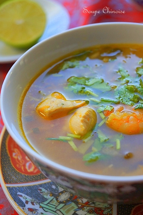 Soupe chinoise crevettes poulet & vermicelles