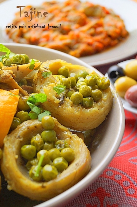 Tajine aux petits pois artichauts fenouil