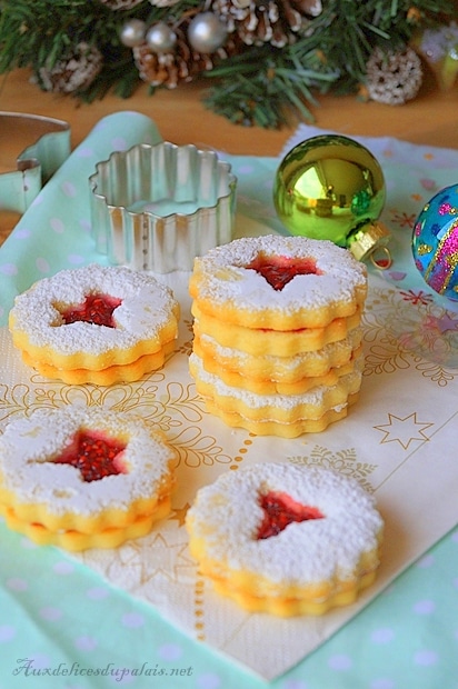 Sablés Linzer à la confiture de framboise