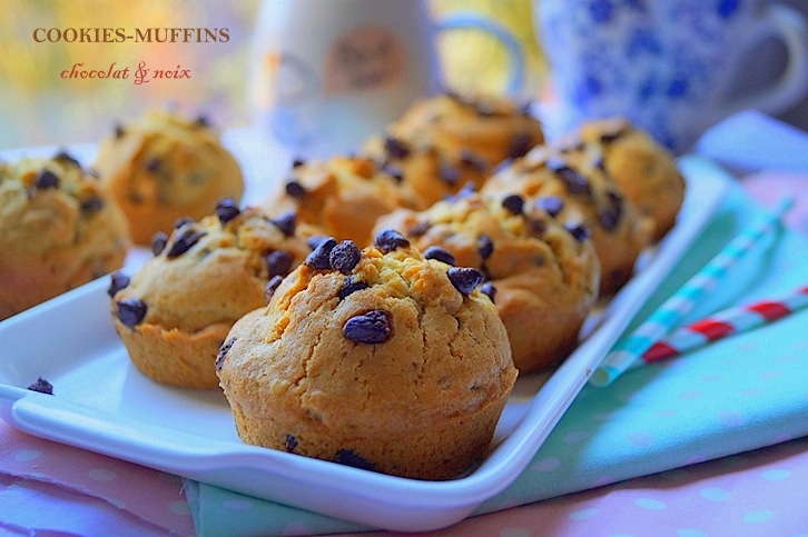 Cookies muffins aux noix & pépites de chocolat