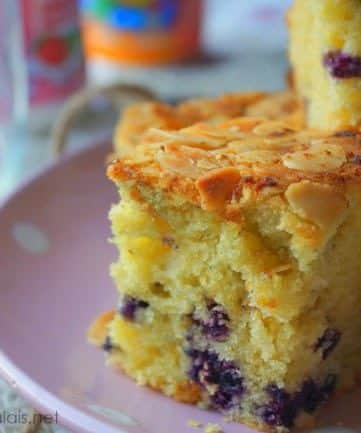 Gâteau moelleux aux myrtilles et aux amandes
