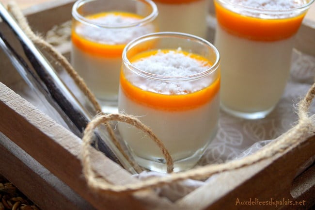 panna cotta au lait de coco coulis de mangue