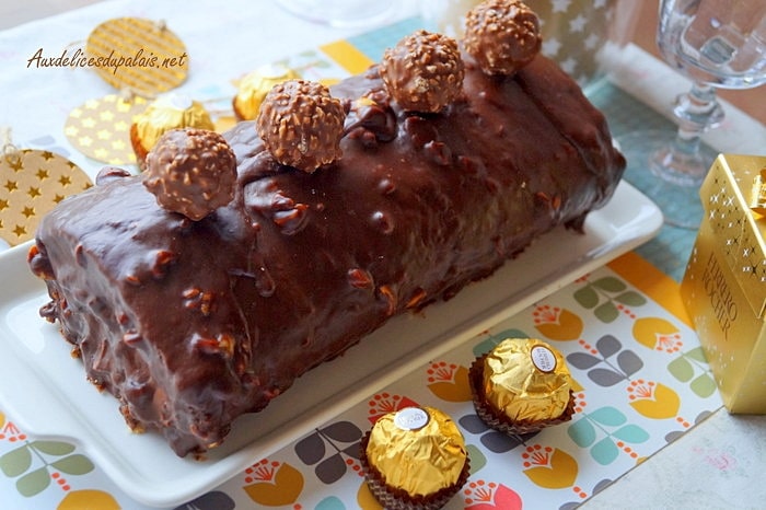 bûche au chocolat et ferrero rocher