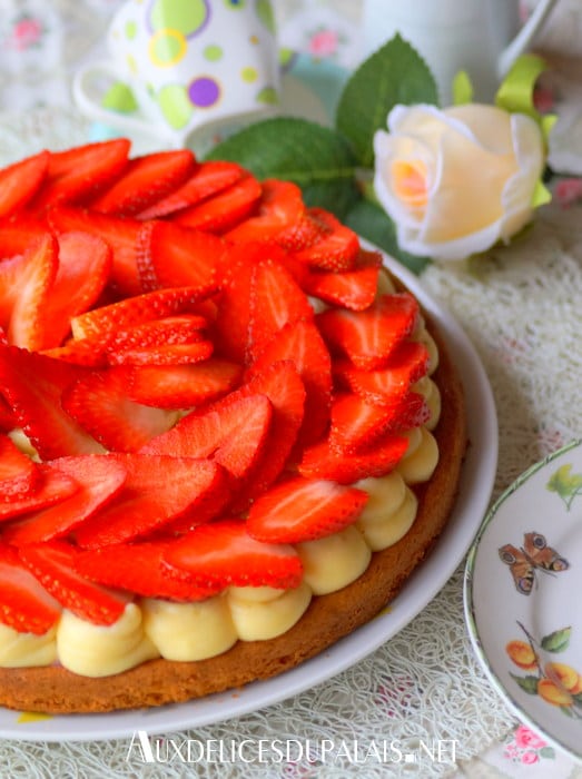 Tarte aux fraises sur sablé breton