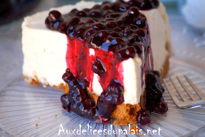 Cheese cake au coulis de myrtilles