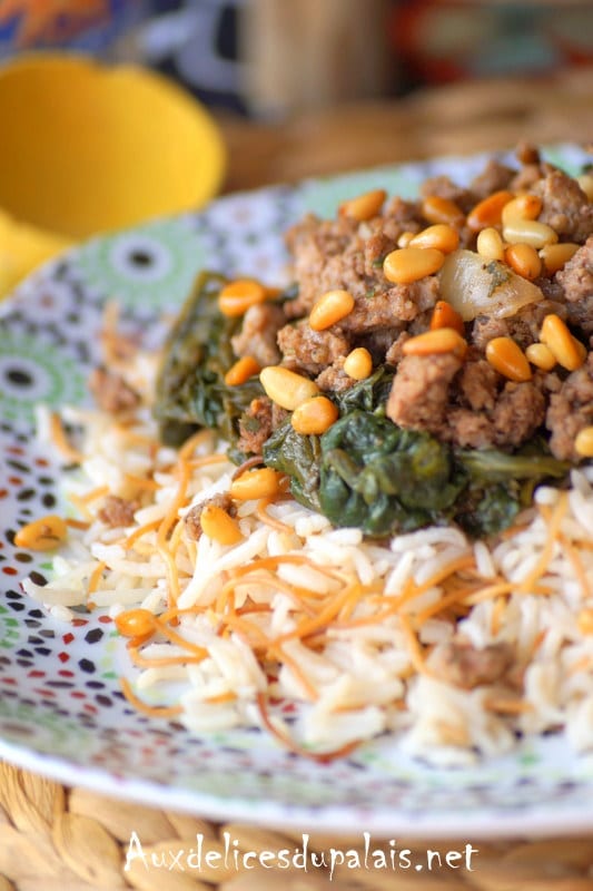 Riz aux épinards et à la viande recette libanaise