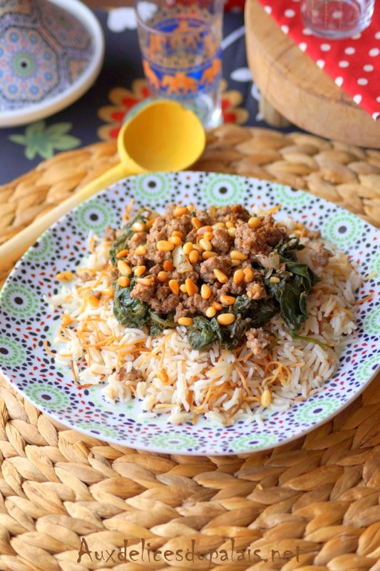 Riz aux épinards et à la viande recette libanaise