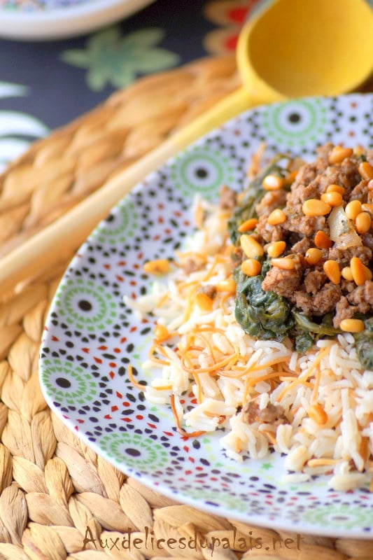 Riz aux épinards et à la viande recette libanaise