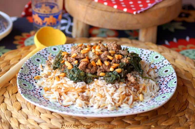 Riz aux épinards et à la viande recette libanaise