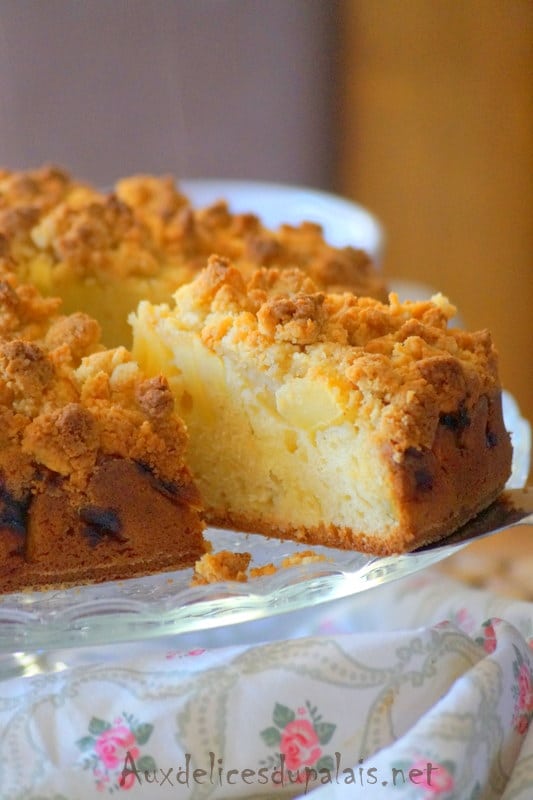 Gâteau façon crumble aux pommes et caramel