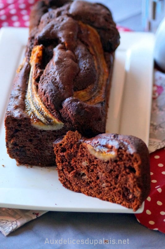 Cake chocolat banane au cacao en poudre