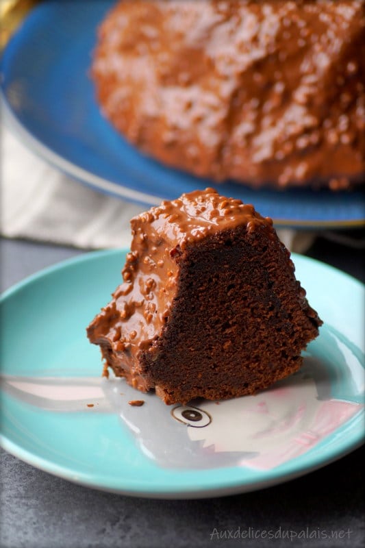 Bundt cake au chocolat glaçage chocolat au lait noisette