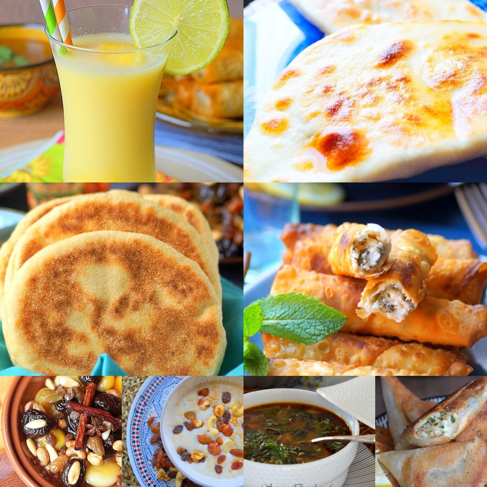 Menu Ramadan 2019 (entrées, soupes, plats, desserts, pains)