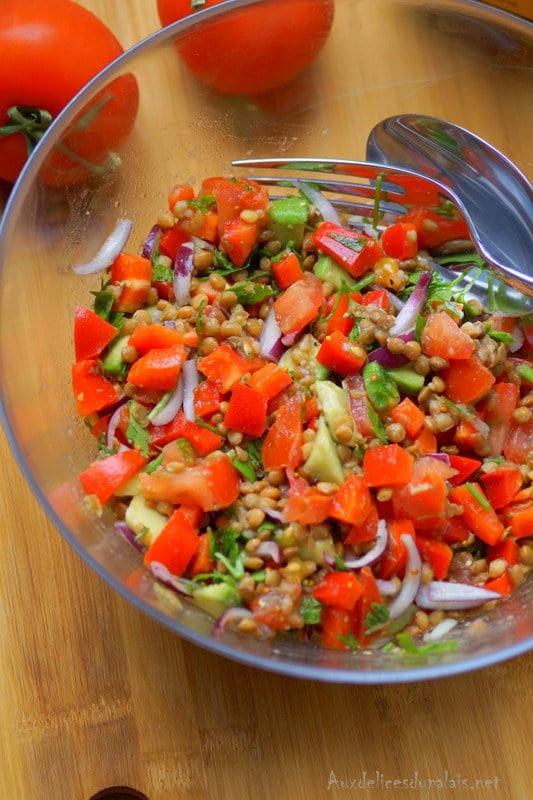 Salade de lentilles froide aux légumes