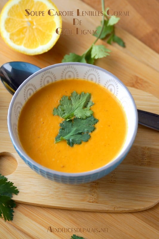 Soupe de lentilles corail carotte lait de coco