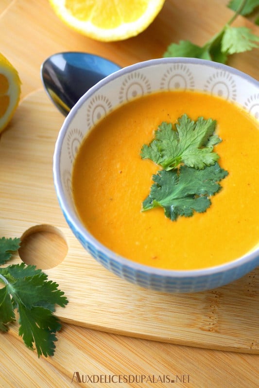 Soupe de carotte aux lentilles corail de Cyril Lignac