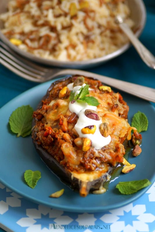 Aubergine farcie aux légumes à la libanaise