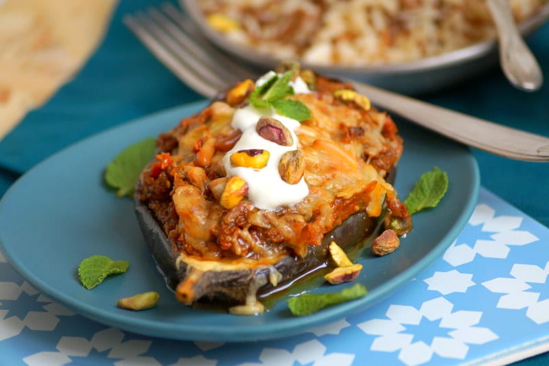 Aubergine farcie aux légumes à la libanaise