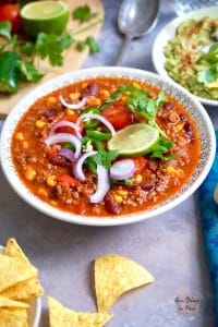 Soupe mexicaine aux haricots rouges et boeuf haché
