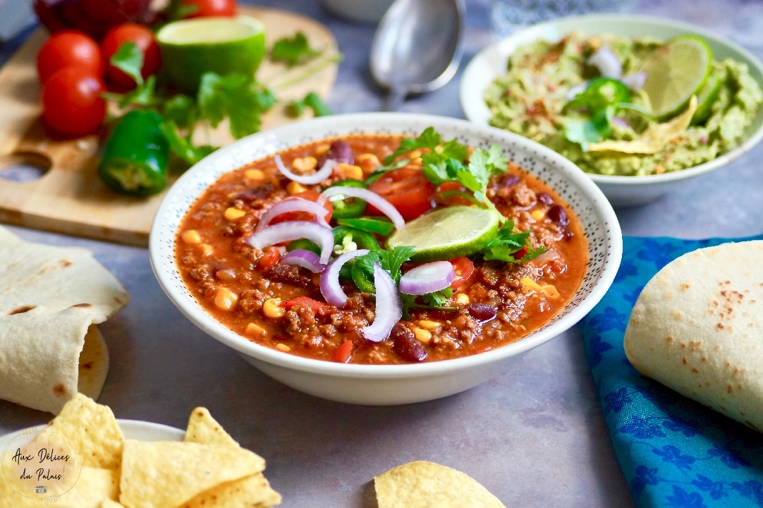 Soupe mexicaine boeuf haché maïs et haricot rouge