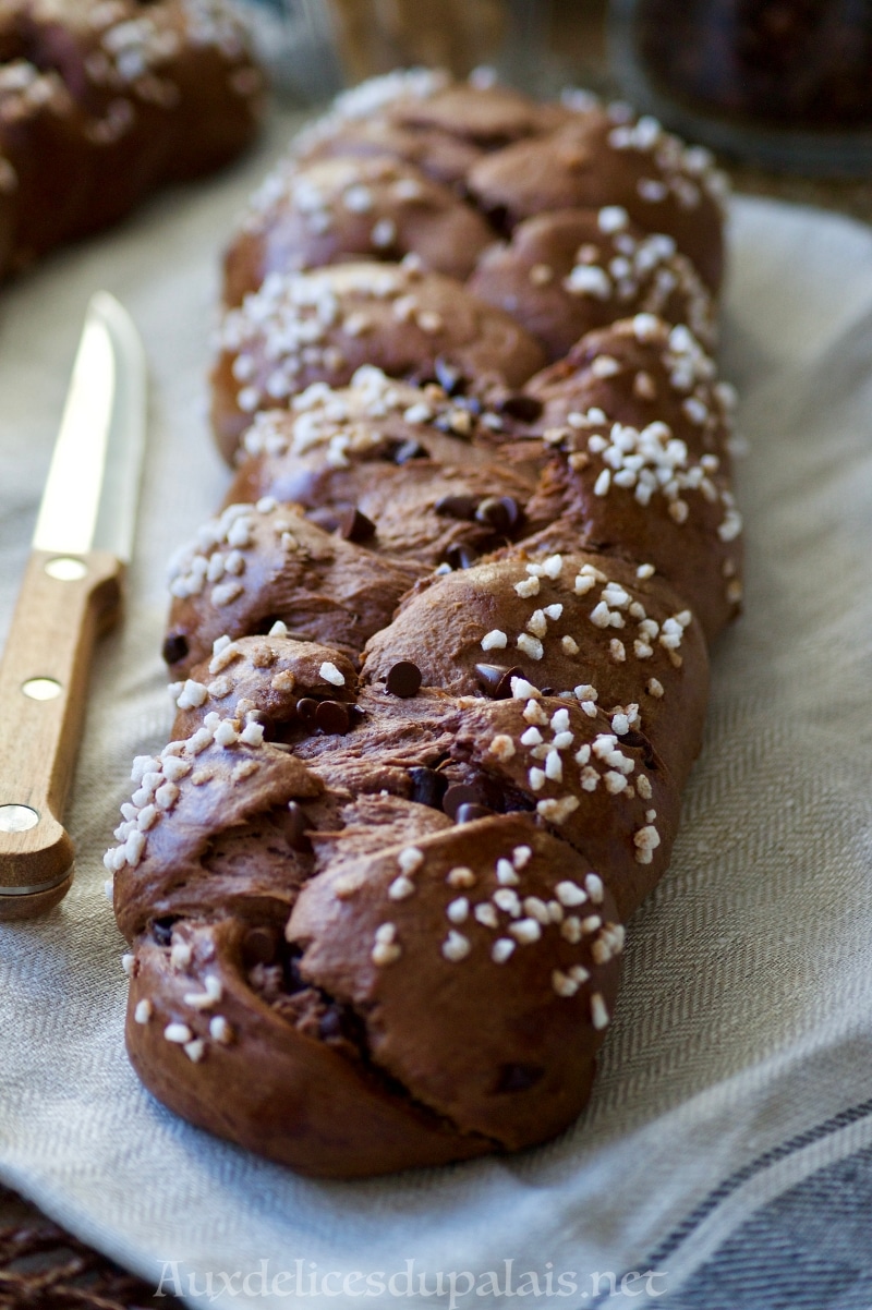 Brioche tressée tout chocolat extra moelleuse