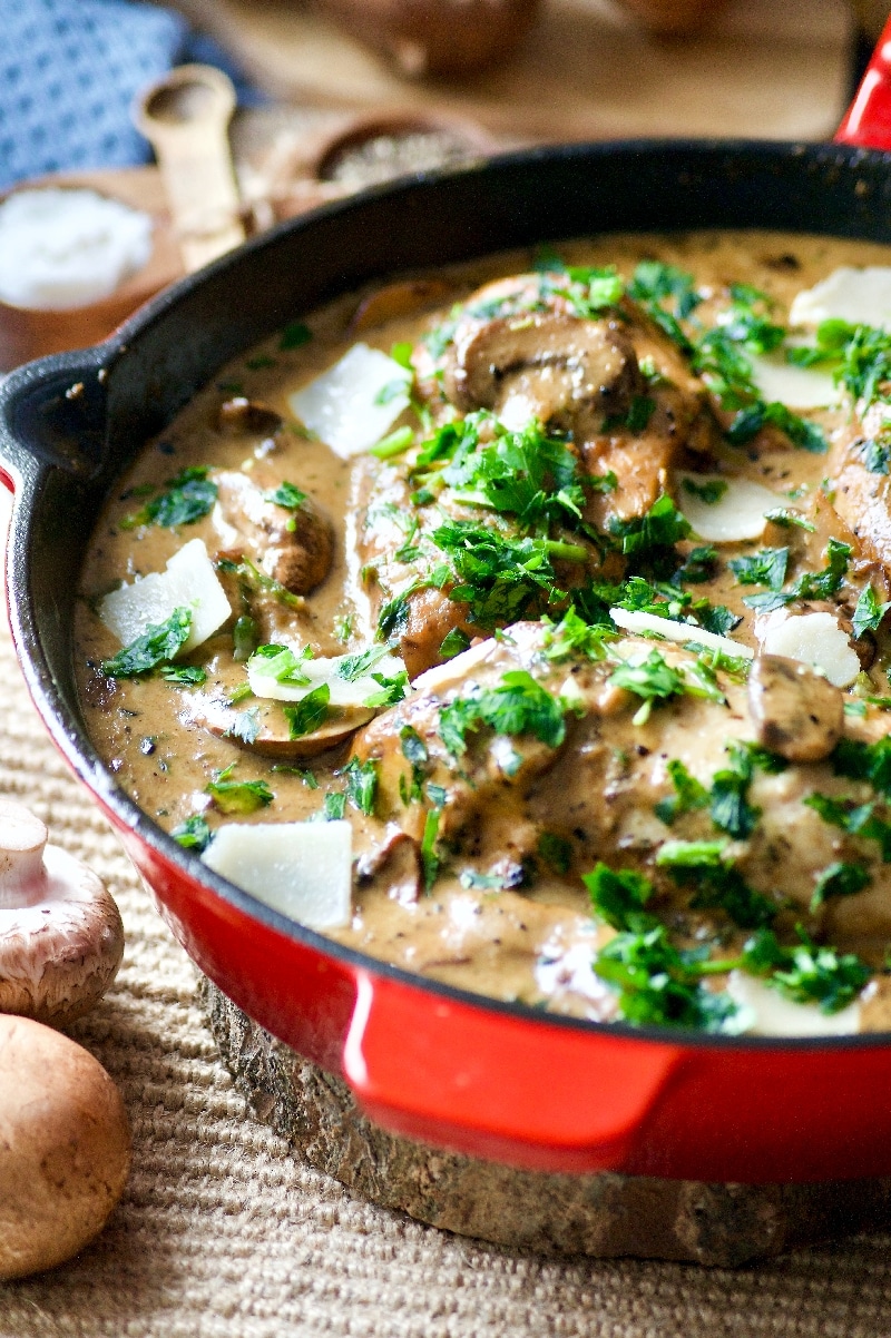 Poulet à la crème champignons parmesan