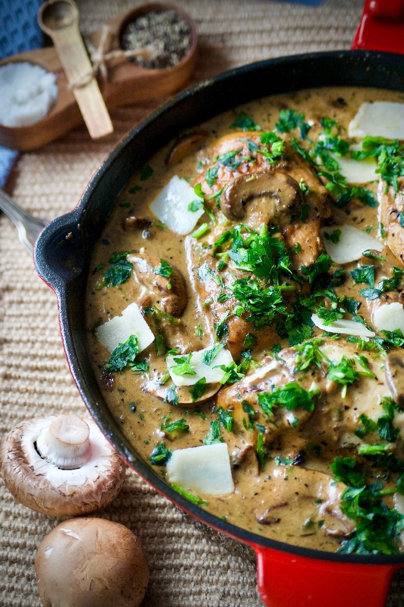 Escalope de poulet à la crème champignons