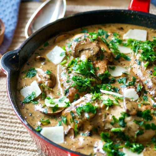 Poulet à la sauce crémeuse champignons parmesan