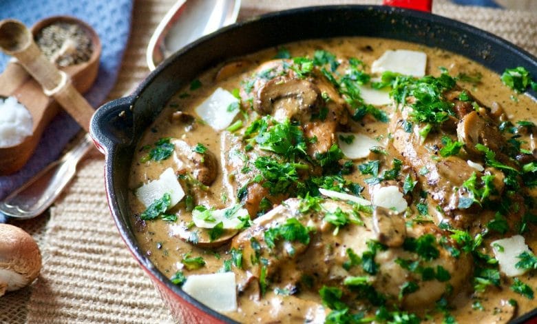 Poulet à la sauce crémeuse champignons parmesan