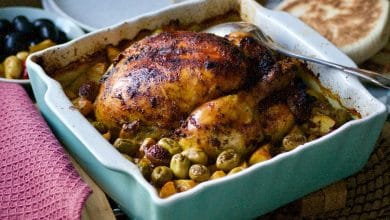 Poulet aux pommes de terre et olives au four