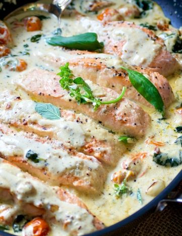Saumon à la toscane (crème épinards)