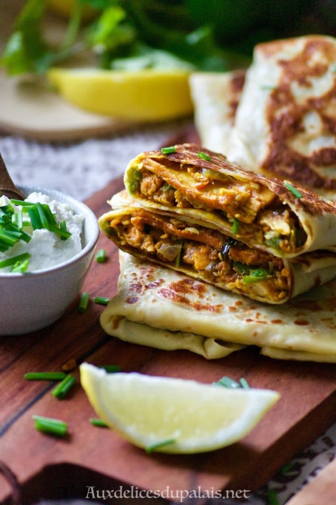 Crêpes farcies au poulet tandoori