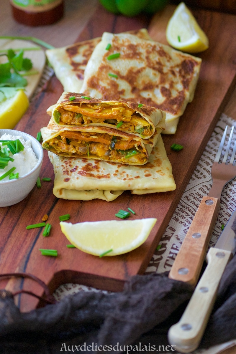 Crêpes farcies au poulet tandoori