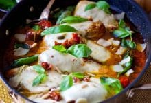 Poulet à l'italienne (tomate, mozzarella)