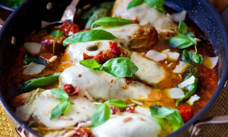 Poulet à l'italienne (tomate, mozzarella)