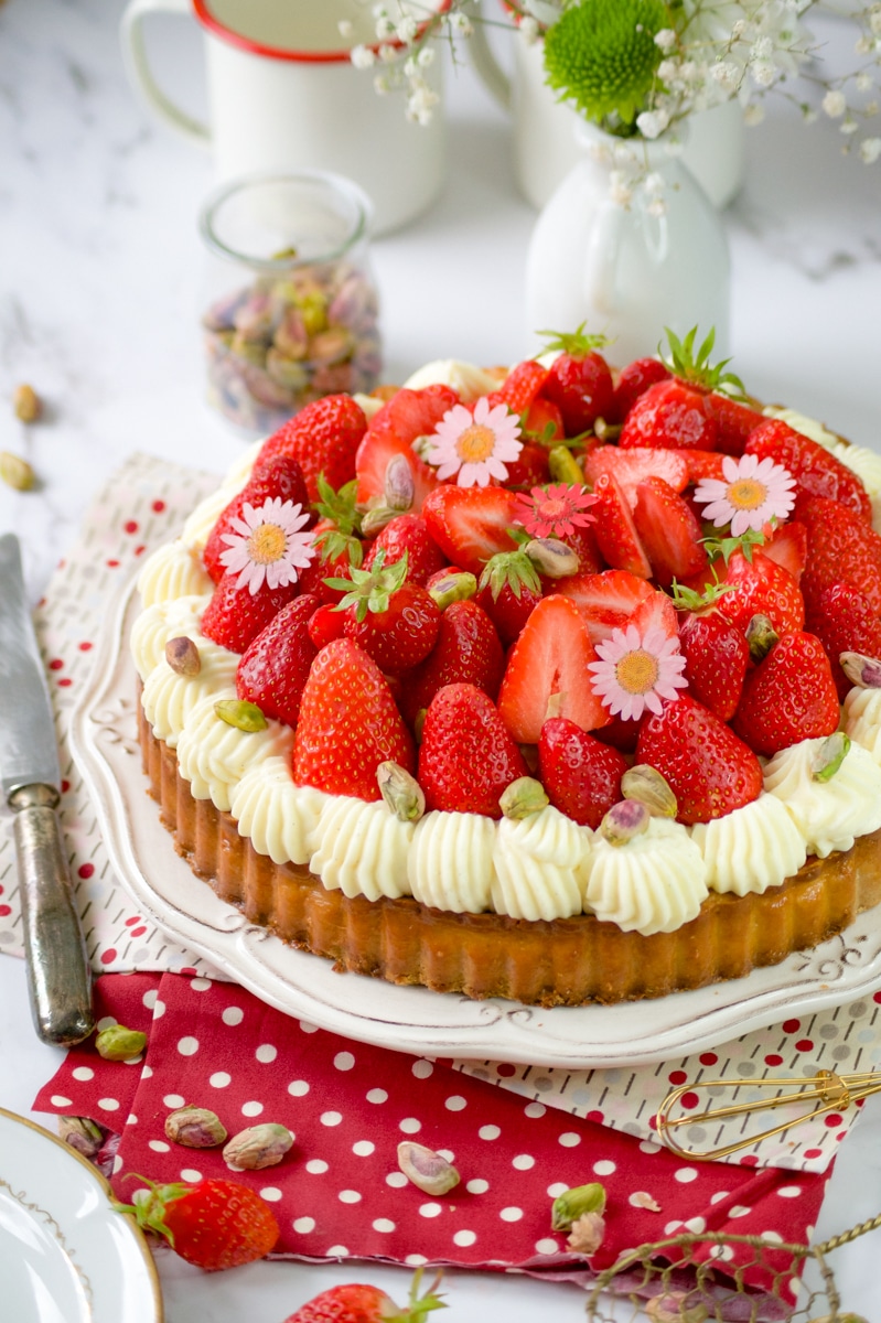 Tarte aux fraises à la crème diplomate vanille