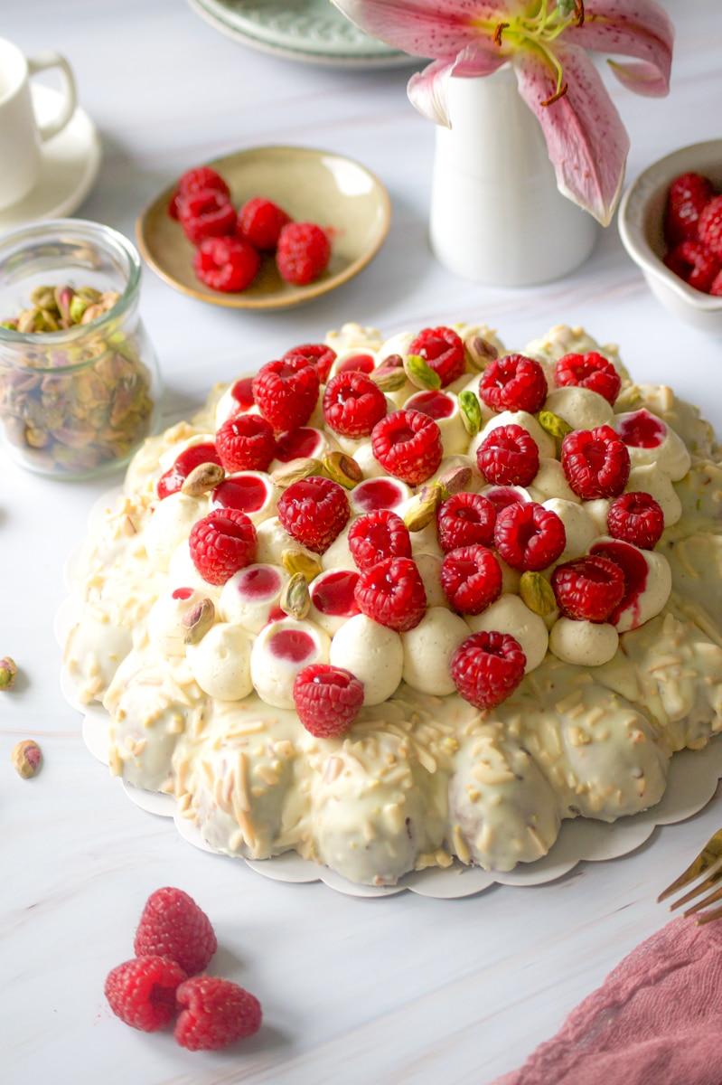 Financier framboises ganache montée à la vanille