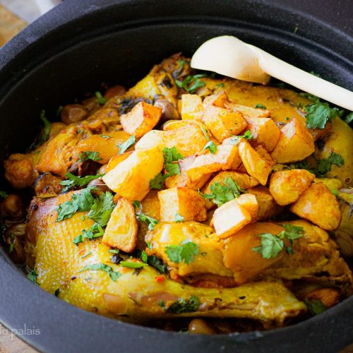 Tajine poulet aux olives et pomme de terre