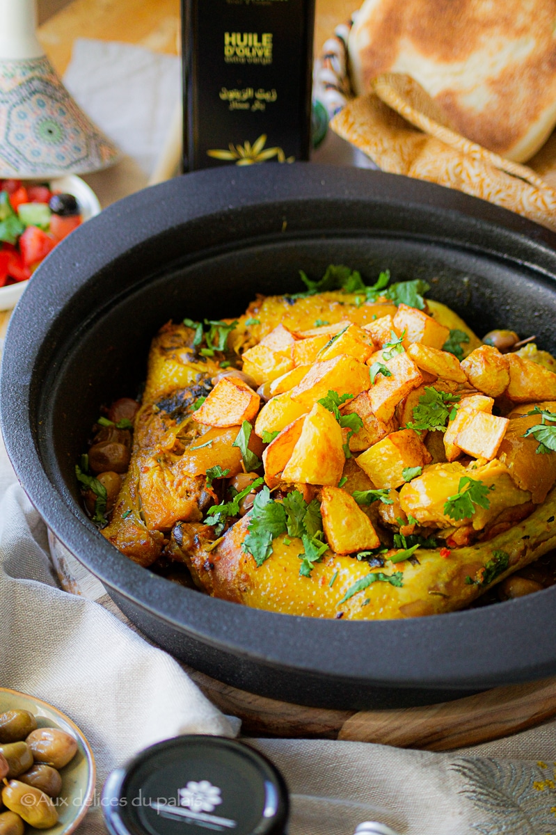 Tajine poulet aux olives et pomme de terre