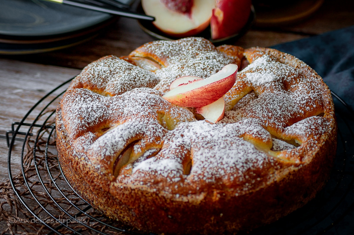 Gâteau aux pêches et mascarpone