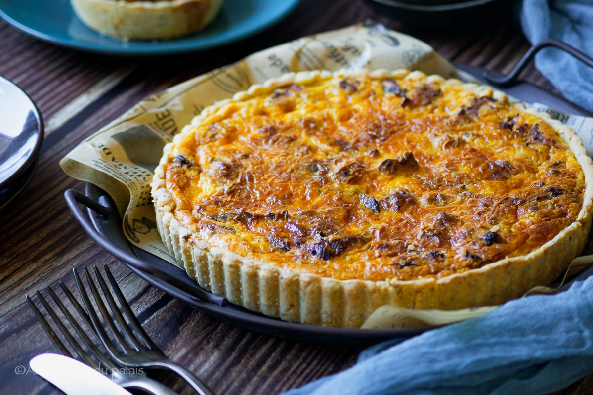 Tarte au poulet et champignons (quiche)