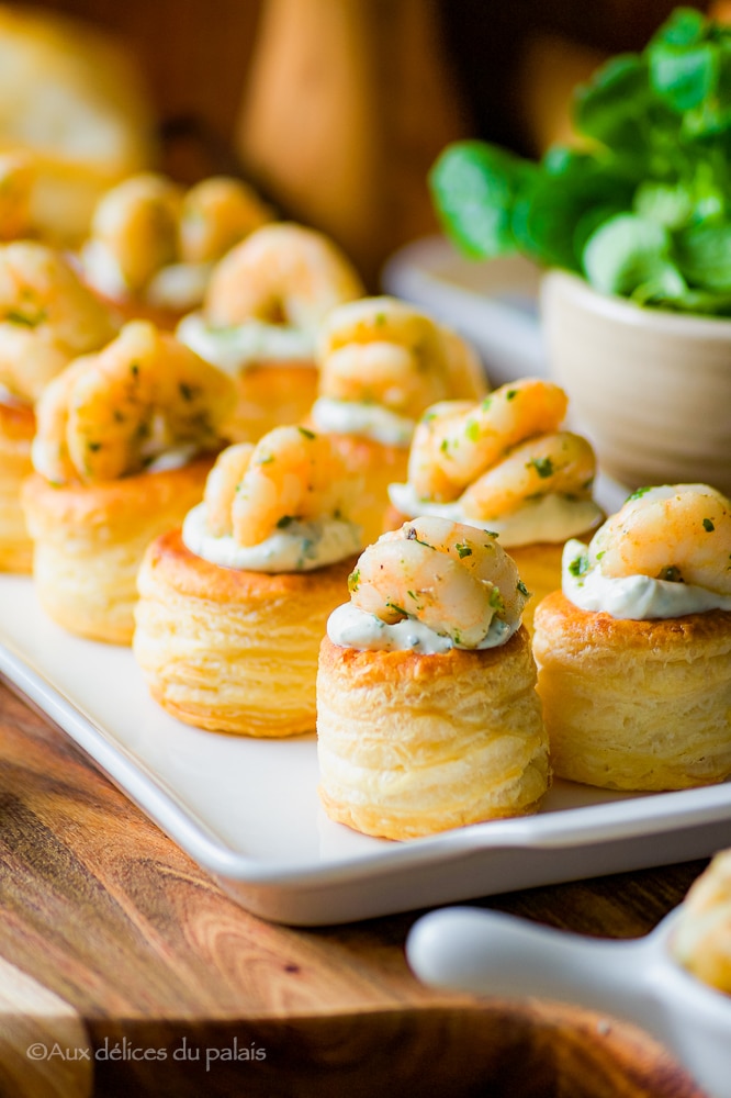 Feuilletés aux crevettes et fromage frais (vol au vent)