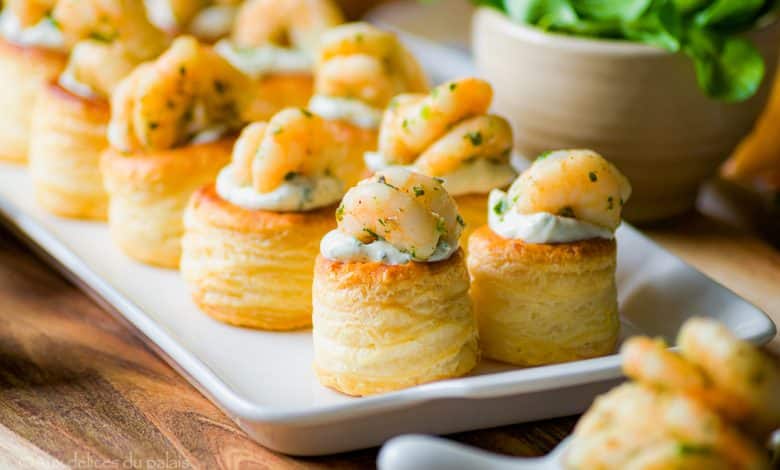Feuilletés aux crevettes et fromage frais (vol au vent)