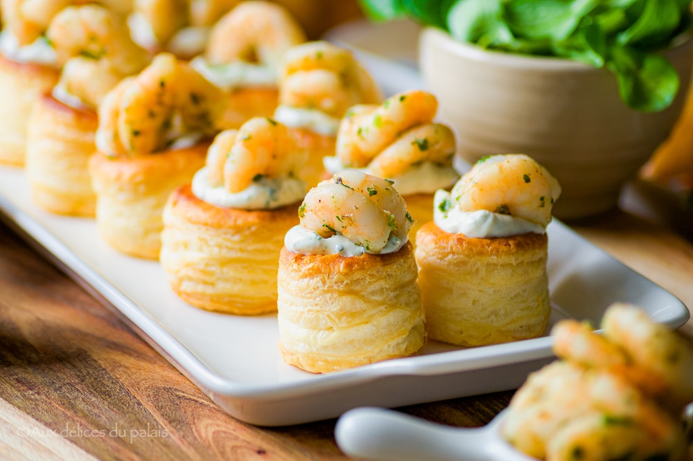 Feuilletés aux crevettes et fromage frais (vol au vent)