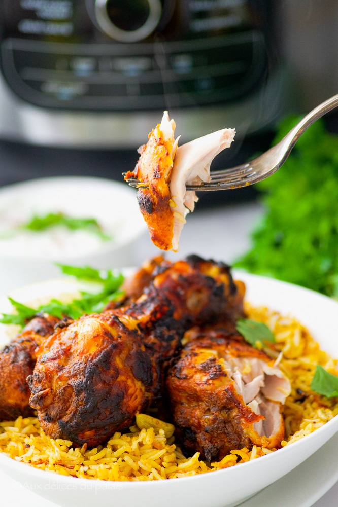 pilons de poulet tandoori grillés et riz 